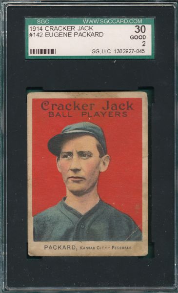 1914 Cracker Jack #142 Eugene Packard SGC 30 *Federal League*