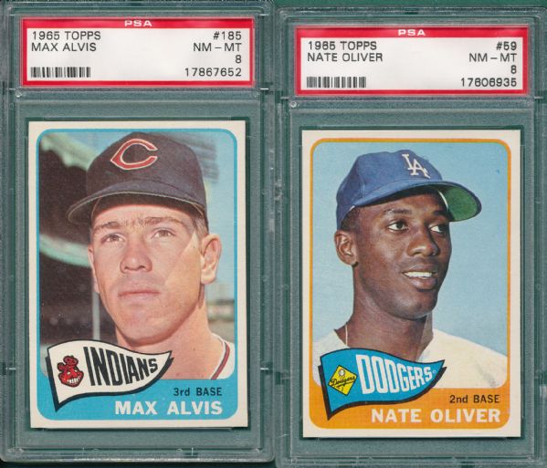 1965 Topps #59, #185, #229 & #302 (4) Card Lot PSA 8