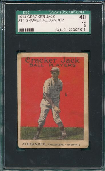 1914 Cracker Jack #37 Grover Alexander SGC 40