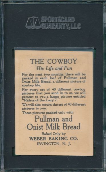 1920s The Cowboy: His Life & Fun, Riding a Buffalo, Weber Baking Co., SGC 60