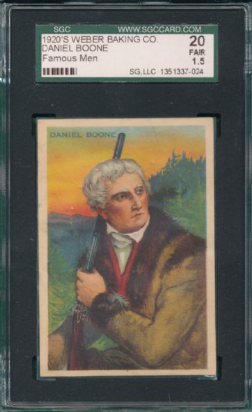 1920s Famous Men Daniel Boone, Weber Baking Co., SGC 20