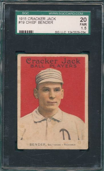 1915 Cracker Jack #19 Chief Bender SGC 20