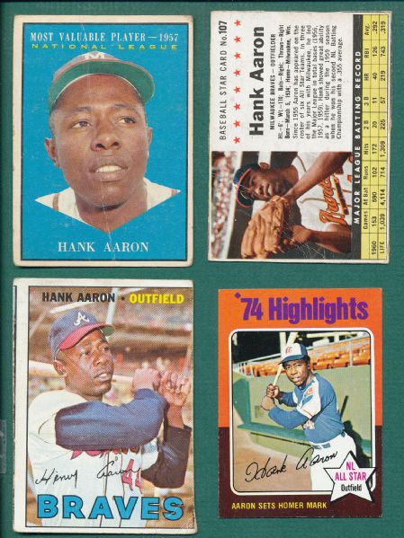 1953-75 Baseball Lot of (30) W/ (4) Aarons