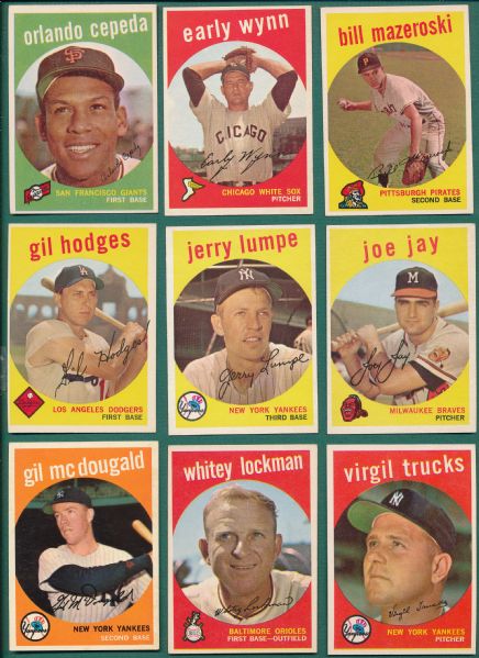 1959 Topps (9) Card Lot W/ Cepeda