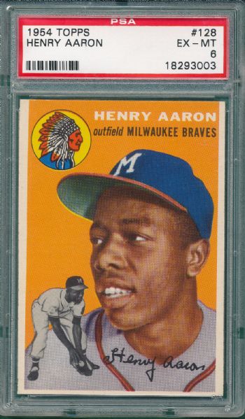 1954 Topps #128 Henry Aaron PSA 6 *Rookie*
