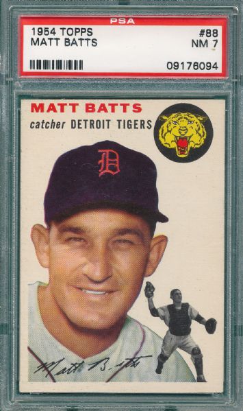 1954 Topps #88 Matt Batts PSA 7