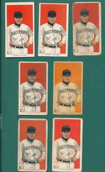 1909-1911 T206 Sam Strang Lot of (7) Different Backs *American Beauty* *Cycle* *Color Variation*