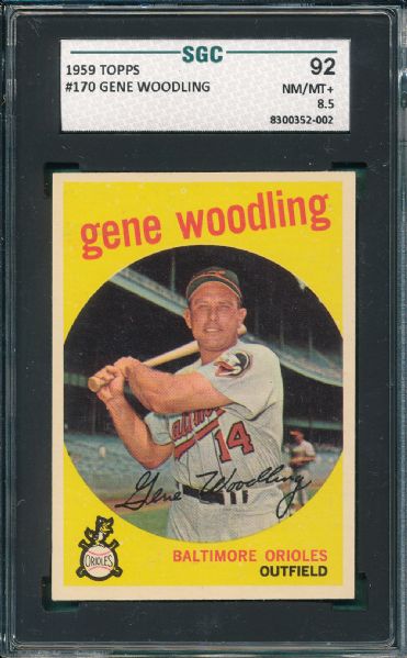1959 Topps #170 Gene Woodling SGC 92
