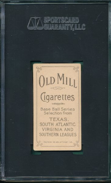 1909-1911 T206 Bastian Old Mill Cigarettes SGC 50 *Southern League*