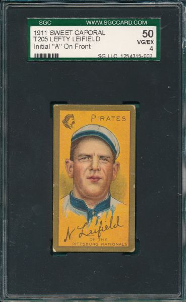 1911 T205 Leifeld, A on Front, Sweet Caporal Cigarettes SGC 50