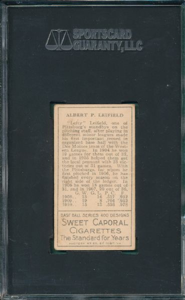 1911 T205 Leifeld, A on Front, Sweet Caporal Cigarettes SGC 50