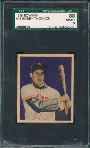 1949 Bowman #18 Bobby Thomson SGC 88