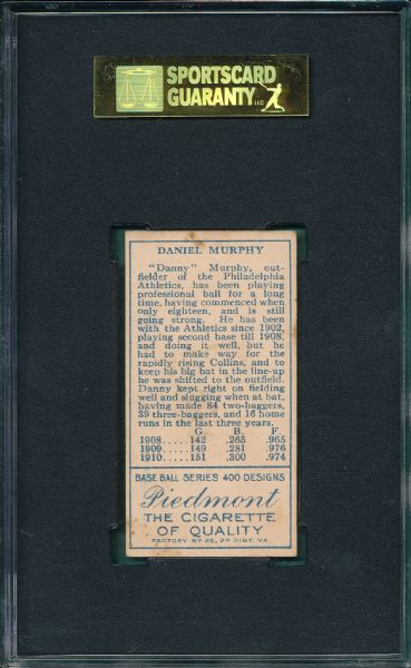 1911 T205 Murphy Piedmont Cigarettes SGC 60