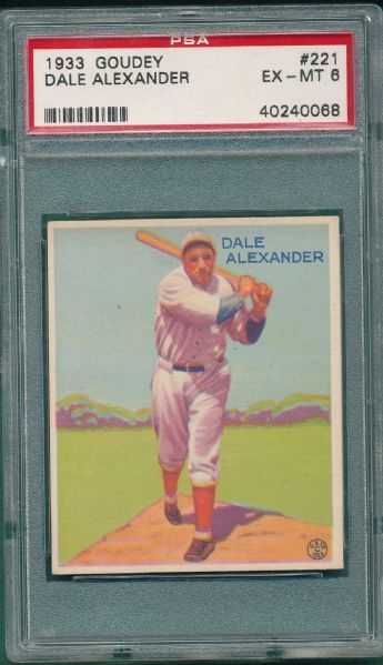 1933 Goudey #221 Dale Alexander PSA 6