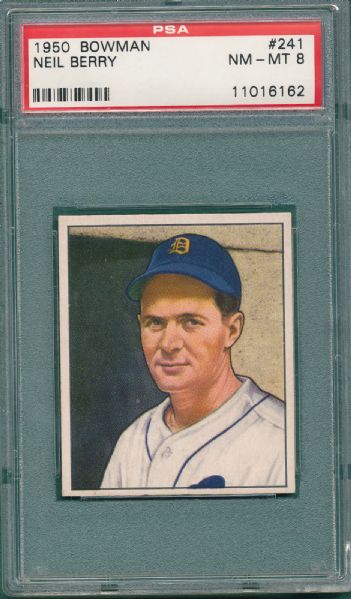 1950 Bowman #241 Neil Berry PSA 8