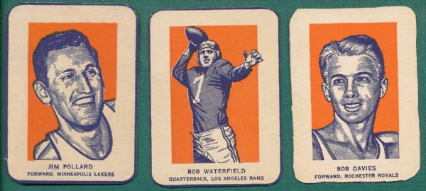 1952 Wheaties (3) Card Lot W/ Waterfield, Pollard & Davies