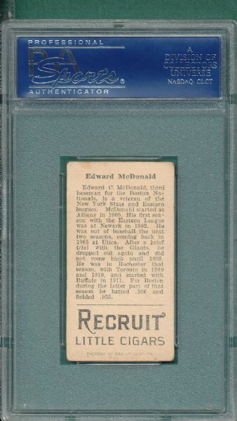1912 T207 Edward McDonald Recruit Little Cigars PSA 1