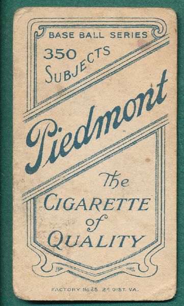 1909-1911 T206 Chase, Dark Cap, Piedmont Cigarettes 