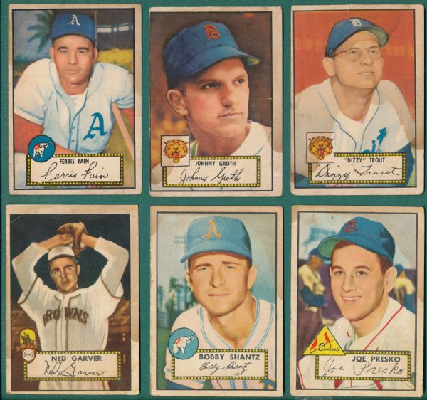 1952 Topps (8) Card Lot W/ Spahn & Roberts