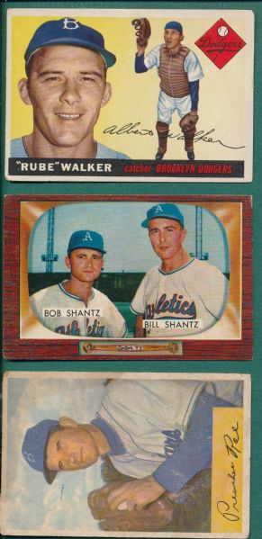 1954 & 55 Topps & Bowman (6) Card Lot W/ Spahn