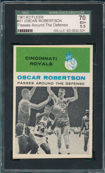 1961-62 Fleer BSKT #61 Oscar Robertson IA SGC 70