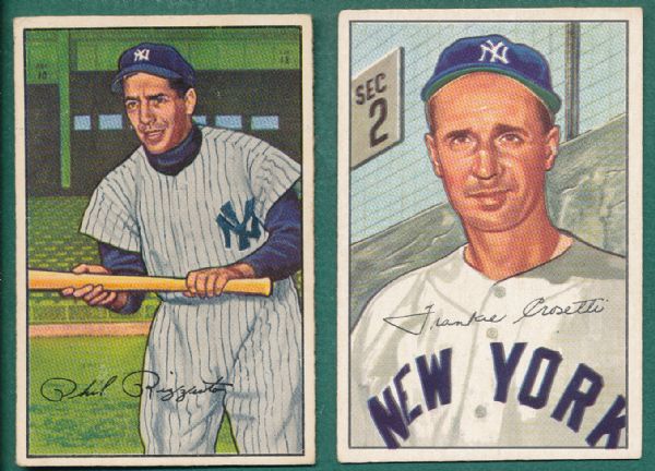 1952 Bowman (8) Card Yankees Lot W/ Rizzuto