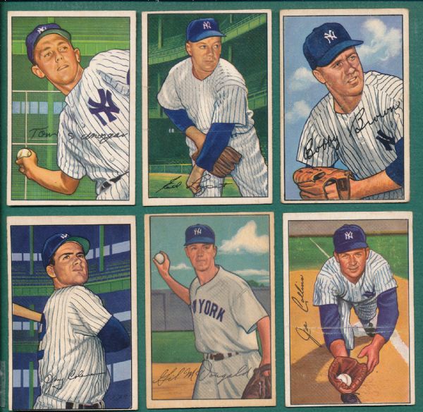 1952 Bowman (8) Card Yankees Lot W/ Rizzuto