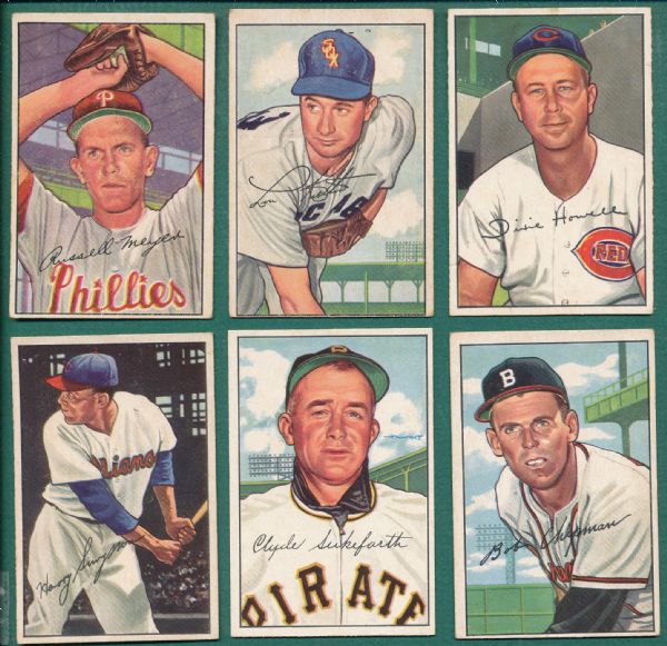 1952 Bowman (16) Card Lot of High Numbers W/ Loes