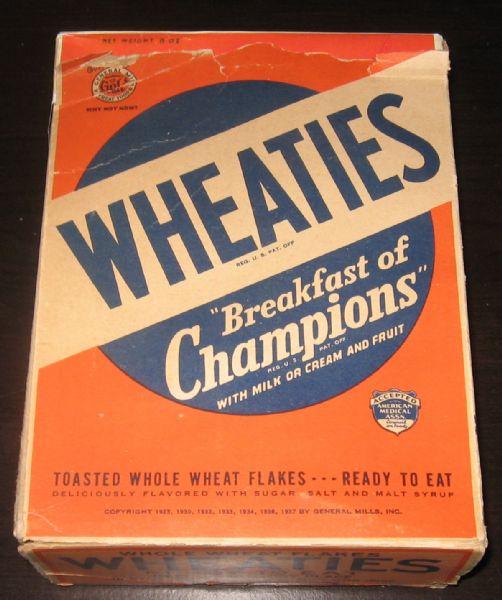 1937 Wheaties Box W/ Billy Herman