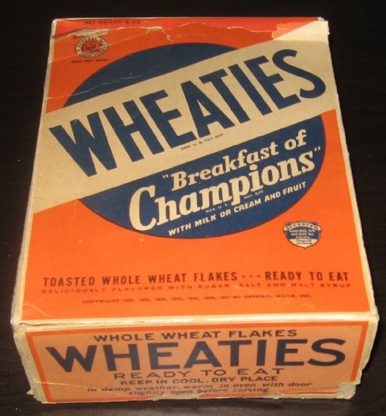 1937 Wheaties Box W/ Billy Herman