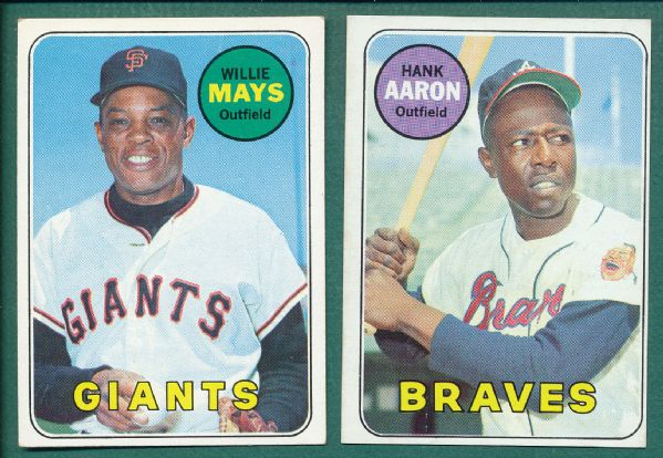 1969 Topps Lot of (6) W/ Mays, Aaron & Bench