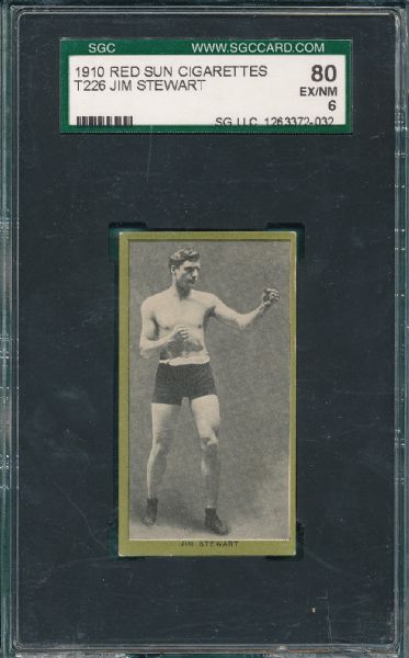 1910 T226 Jim Stewart, Boxer, Red Sun Cigarettes SGC 80 *Highest Graded*