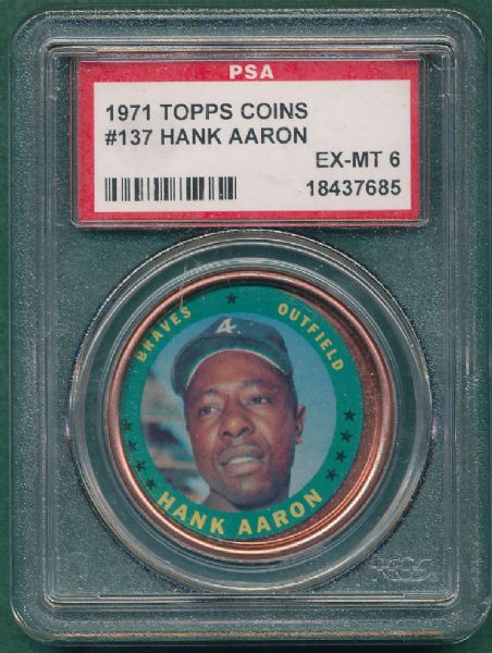 1971 Topps Coins #137 Hank Aaron PSA 6
