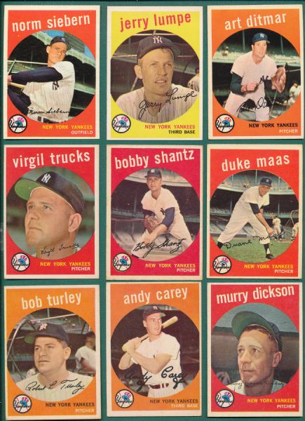 1959 Topps Lot of (17) Yankees W/ Kubek