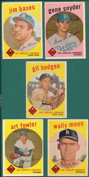 1959 Topps Lot of (17) Dodgers W/ Hodges