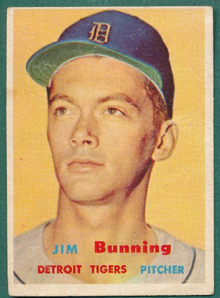 1957 Topps #338 Jim Bunning, Mid Number, Rookie