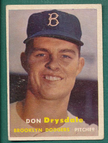 1957 Topps #18 Drysdale, Rookie & #30 Pee Wee Reese Lot of (2) Brooklyn Dodgers