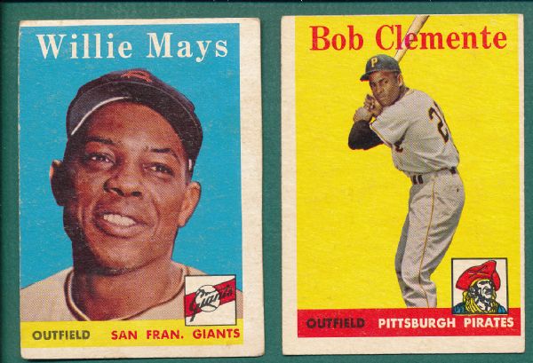 1958 Topps Lot of (9) HOFers W/ Mays, Clemente & Koufax