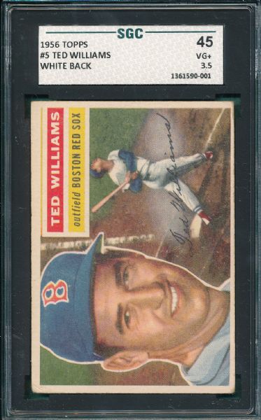 1956 Topps #5 Ted Wiliams SGC 45