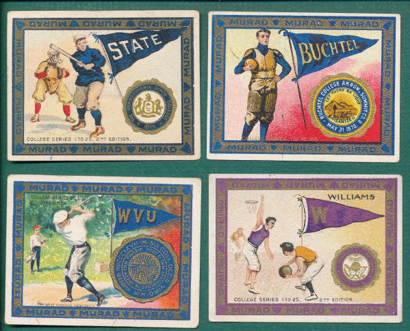 1909 T51 College Series Murad Cigarettes Lot of (25) W/ Baseball Player