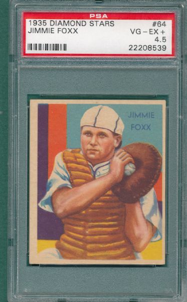 1934-36 Diamond Stars #64 Jimmie Foxx PSA 4.5