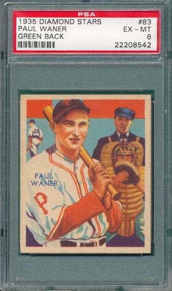 1934-36 Diamond Stars #83 Paul Waner PSA 6