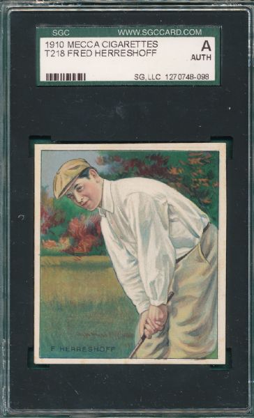 1910 T218 Fred Herreshoff Mecca Cigarettes SGC Authentic *Golfer*