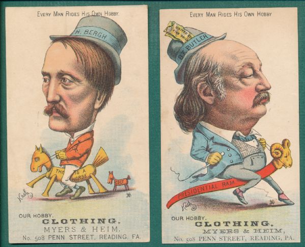 1880s Every Man Rides His Own Hobby Trade Cards, Complete Set of (6) W/ PT Barnum