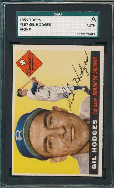 1955 Topps #187 Gil Hodges SGC Authentic *High Number*