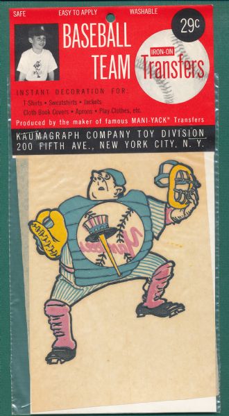 1963 Baseball Team Iron on Transfers Lot of (4) *In Package*