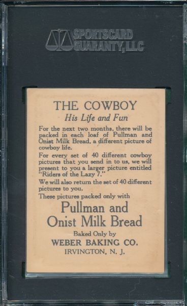 1920s The Cowboy: His Life & Fun, Touching Leather, Weber Baking Co., SGC 50