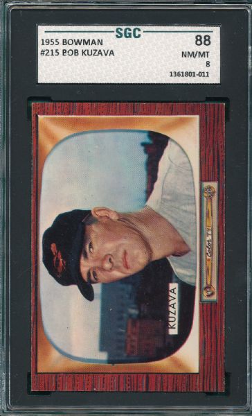 1955 Bowman #215 Bob Kuzava SGC 88