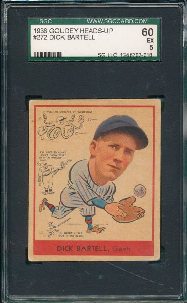 1938 Goudey Heads-Up #272 Dick Bartell SGC 60