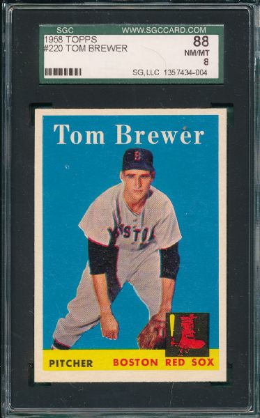 1958 Topps #220 Tom Brewer SGC 88